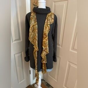 Express Tricot vintage long sleeve cowl neck tunic sweater charcoal gray Size L